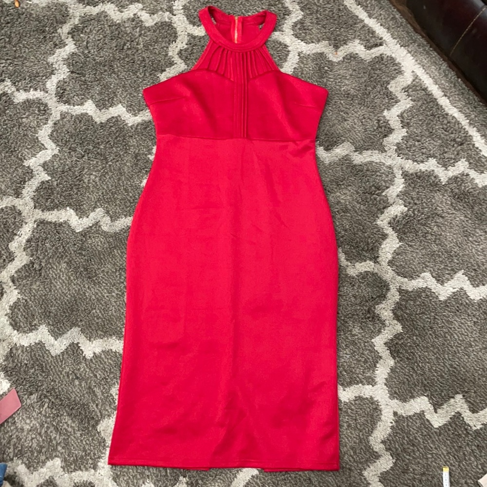 New Red halter midi dress